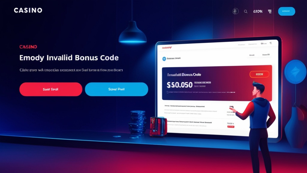 Prikaz greške pri unosu bonus koda na tamnom kazino interfejsu